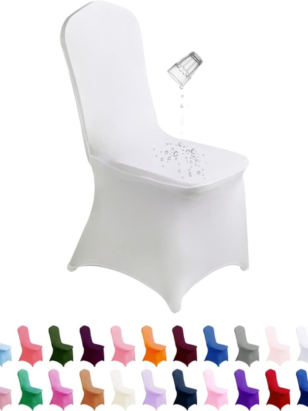 Waterproof Spandex Chair Cover 25PCS, Stretch Dining Chair Covers, Polyester Out